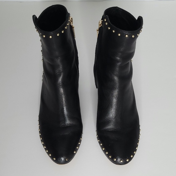 ***SOLD*** SCHUTZ Black Leather Booties w Gold Studs Biker Baddie Women's Size 6 - Picture 6 of 12